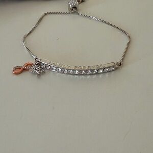 Brilliance Silver Plated "Family Forever" Double Charm Bracelet